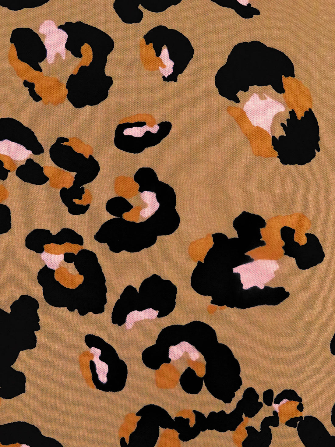 Deer/Black/Ochre/Light Pink 100% Rayon Animal Spot Print Challis 53W