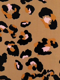 Deer/Black/Ochre/Light Pink 100% Rayon Animal Spot Print Challis 53W