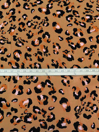 Deer/Black/Ochre/Light Pink 100% Rayon Animal Spot Print Challis 53W