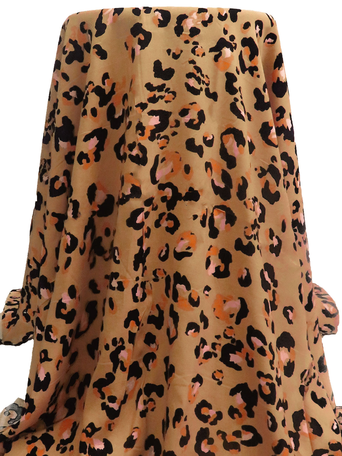 Deer/Black/Ochre/Light Pink 100% Rayon Animal Spot Print Challis 53W