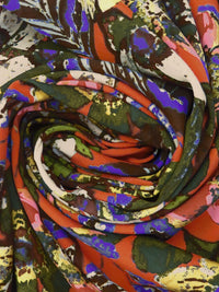 Olive/Goldenrod/Burnt Pumpkin/Multi Rayon/Nylon Painterly Floral Print Blouse Weight Woven 58W