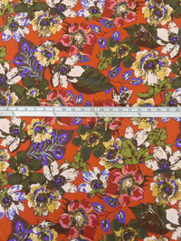 Olive/Goldenrod/Burnt Pumpkin/Multi Rayon/Nylon Painterly Floral Print Blouse Weight Woven 58W