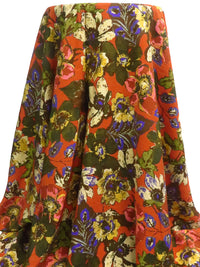 Olive/Goldenrod/Burnt Pumpkin/Multi Rayon/Nylon Painterly Floral Print Blouse Weight Woven 58W