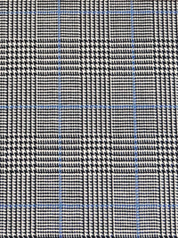 Creamy Tan/Black/Cobalt Blue 100% Wool Glen Plaid Suiting - NY Designer - 60W