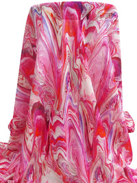 Red Pepper/Grape-ade/White/Multi 100% Silk Marble Print Crepe Chiffon - NY Designer - 52W