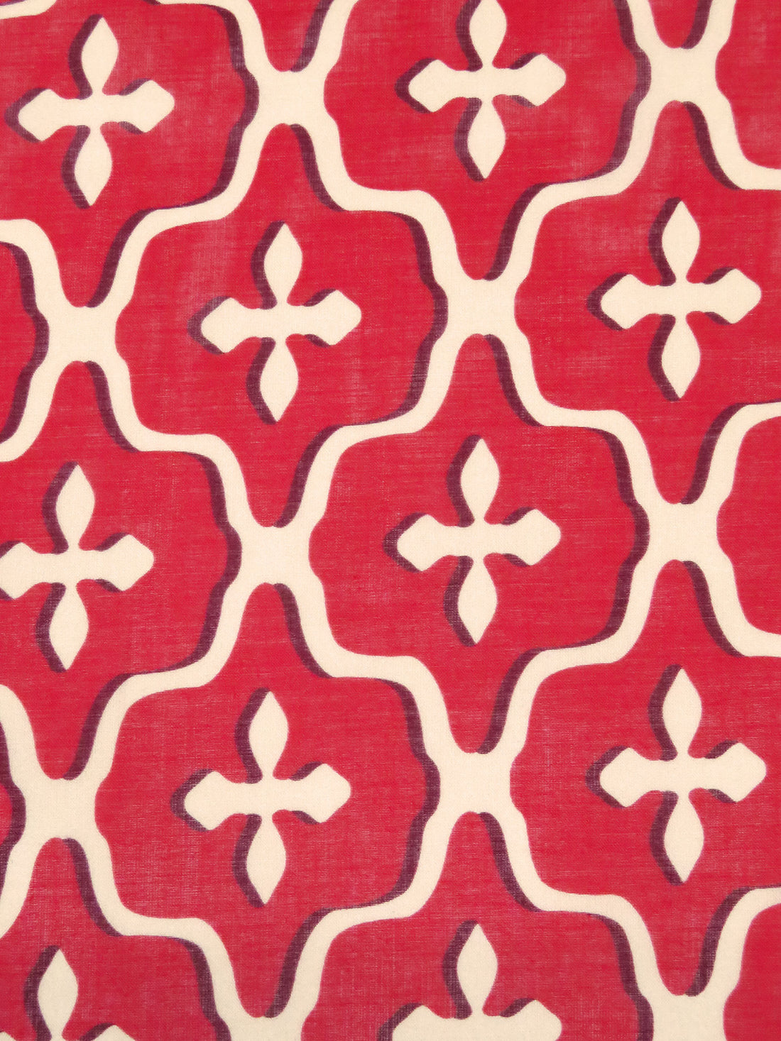 Crimson Red/Pale Peach/Maroon 100% Cotton Ogee Print Voile - NY Designer - 54W