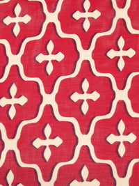 Crimson Red/Pale Peach/Maroon 100% Cotton Ogee Print Voile - NY Designer - 54W