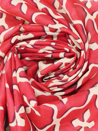 Crimson Red/Pale Peach/Maroon 100% Cotton Ogee Print Voile - NY Designer - 54W