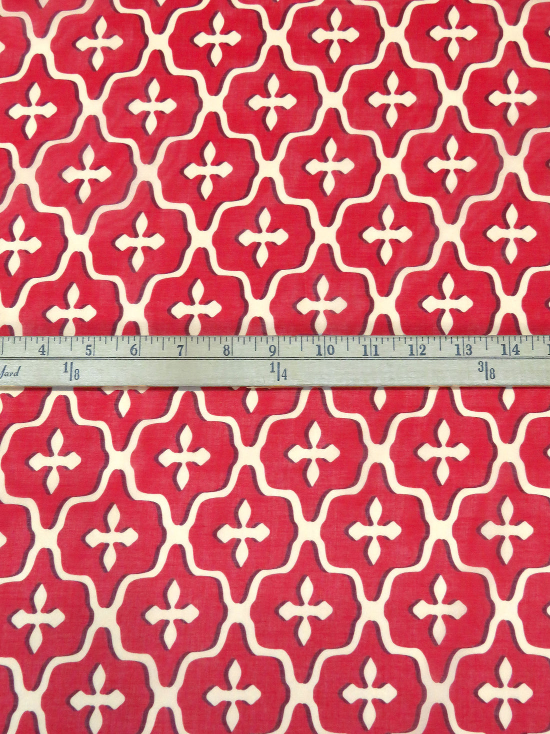 Crimson Red/Pale Peach/Maroon 100% Cotton Ogee Print Voile - NY Designer - 54W