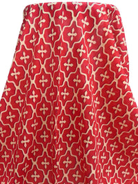 Crimson Red/Pale Peach/Maroon 100% Cotton Ogee Print Voile - NY Designer - 54W