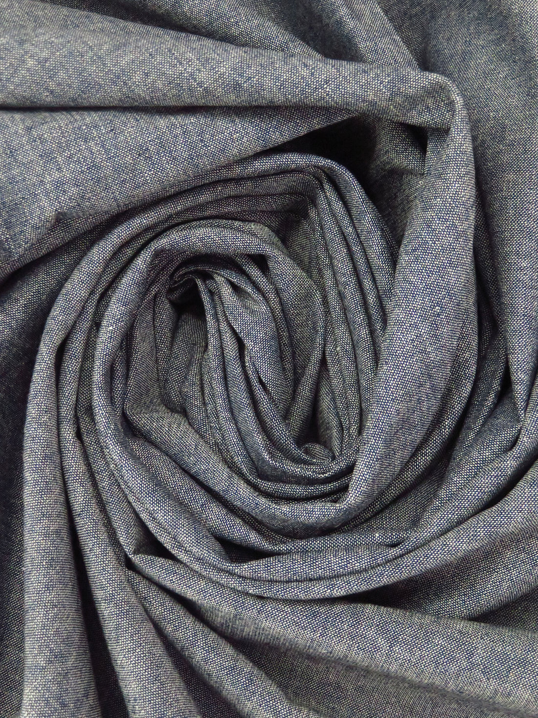 Indigo Blue/Natural 100% Cotton Denim Chambray Shirting 60W