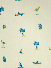 Ivory/Sun Yellow/Mint/Blue 100% Polyester Vacation Print Performance Woven Shirting 56W