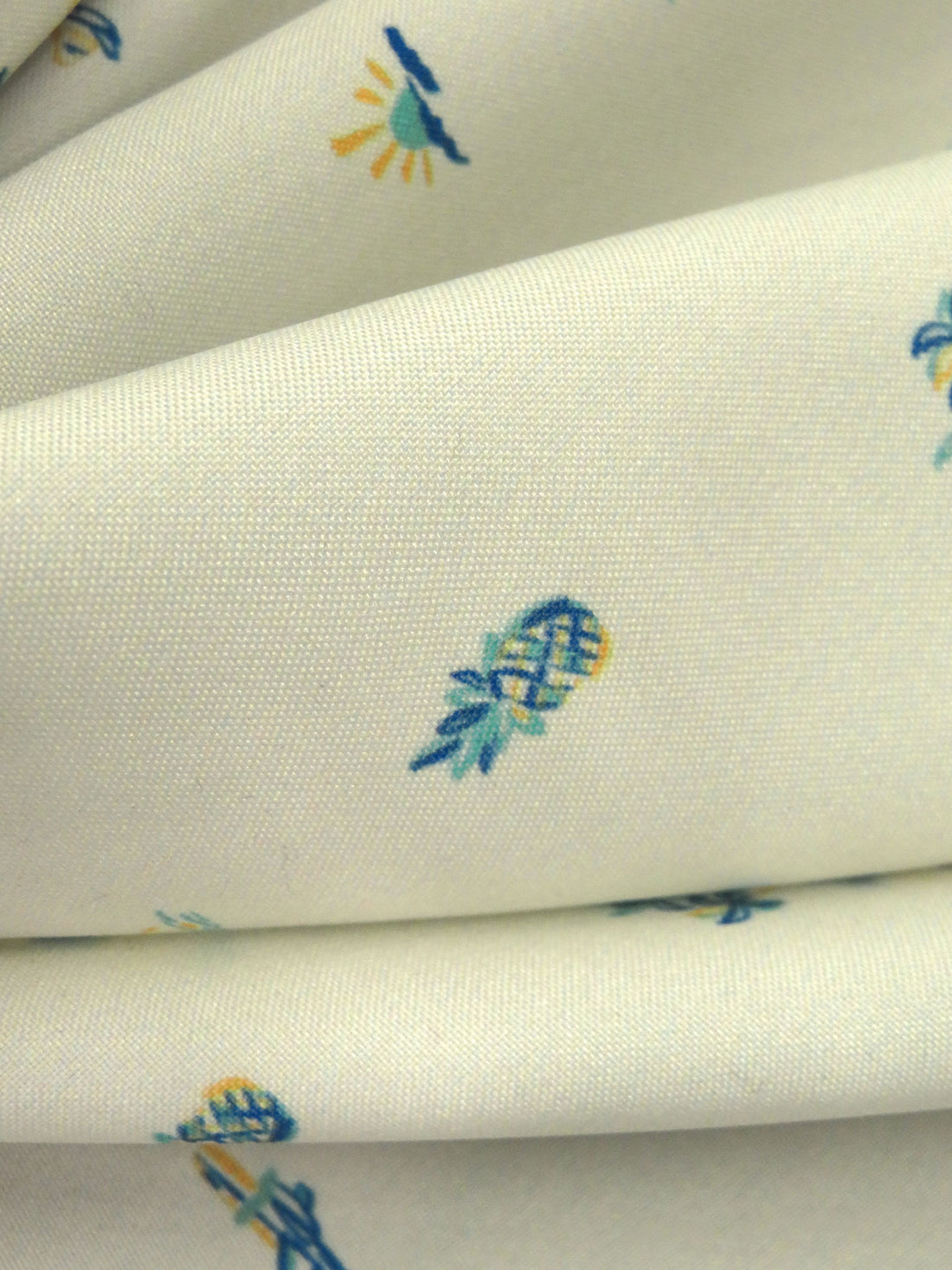 Ivory/Sun Yellow/Mint/Blue 100% Polyester Vacation Print Performance Woven Shirting 56W