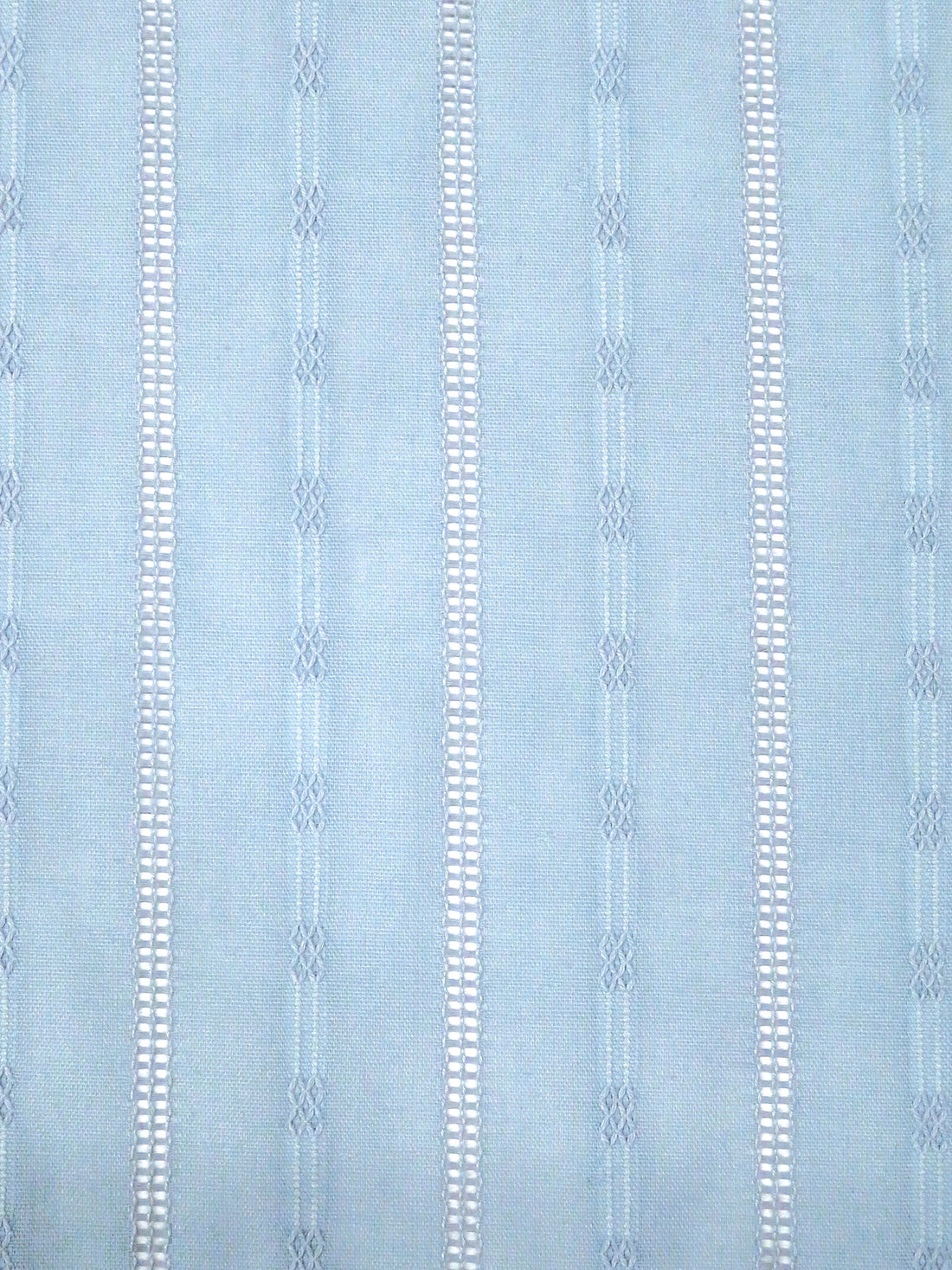 Pale Blue Sky 100% Cotton Leno Vertical Stripe Weave Voile - LA Designer - 56W