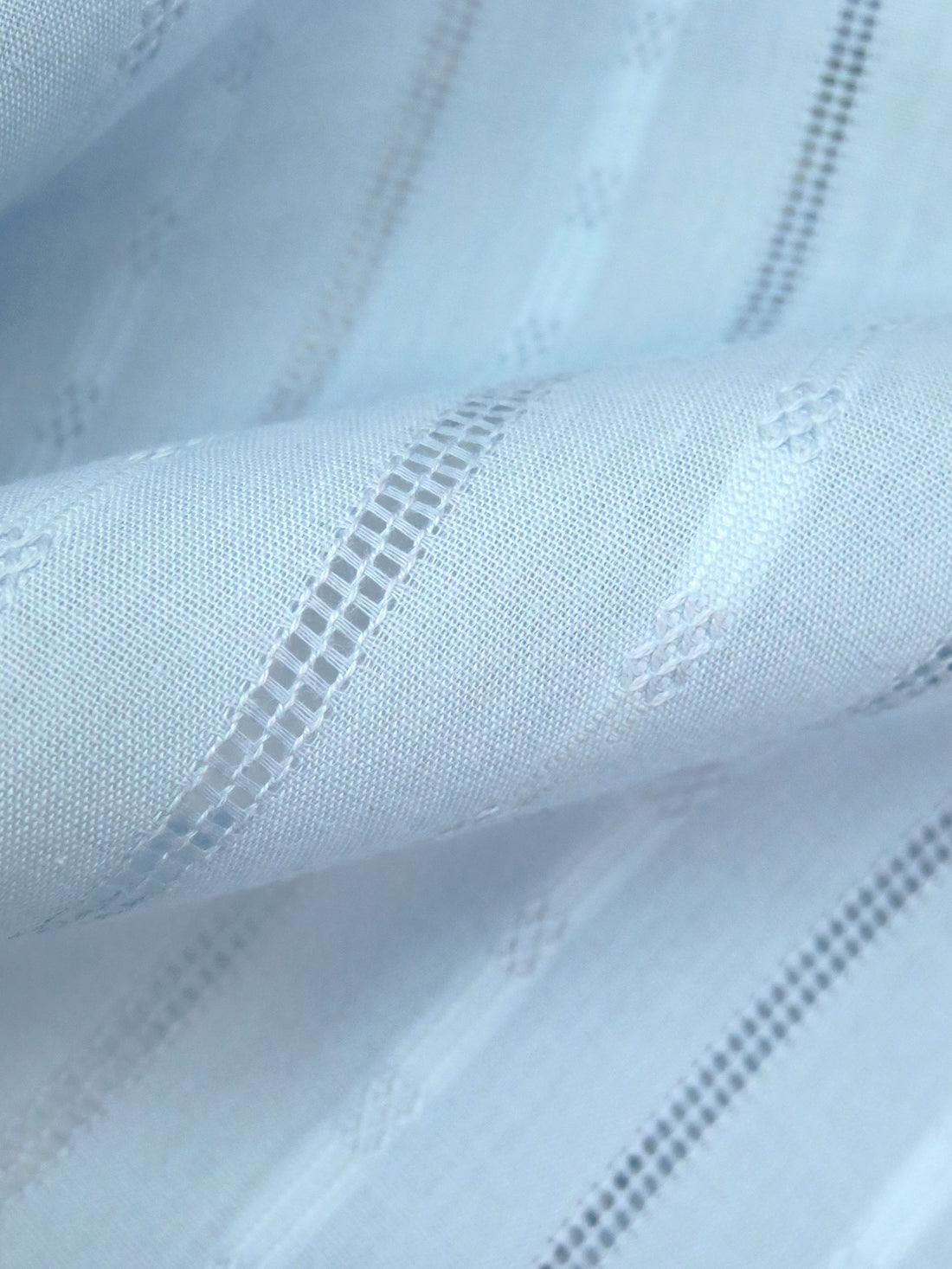 Pale Blue Sky 100% Cotton Leno Vertical Stripe Weave Voile - LA Designer - 56W