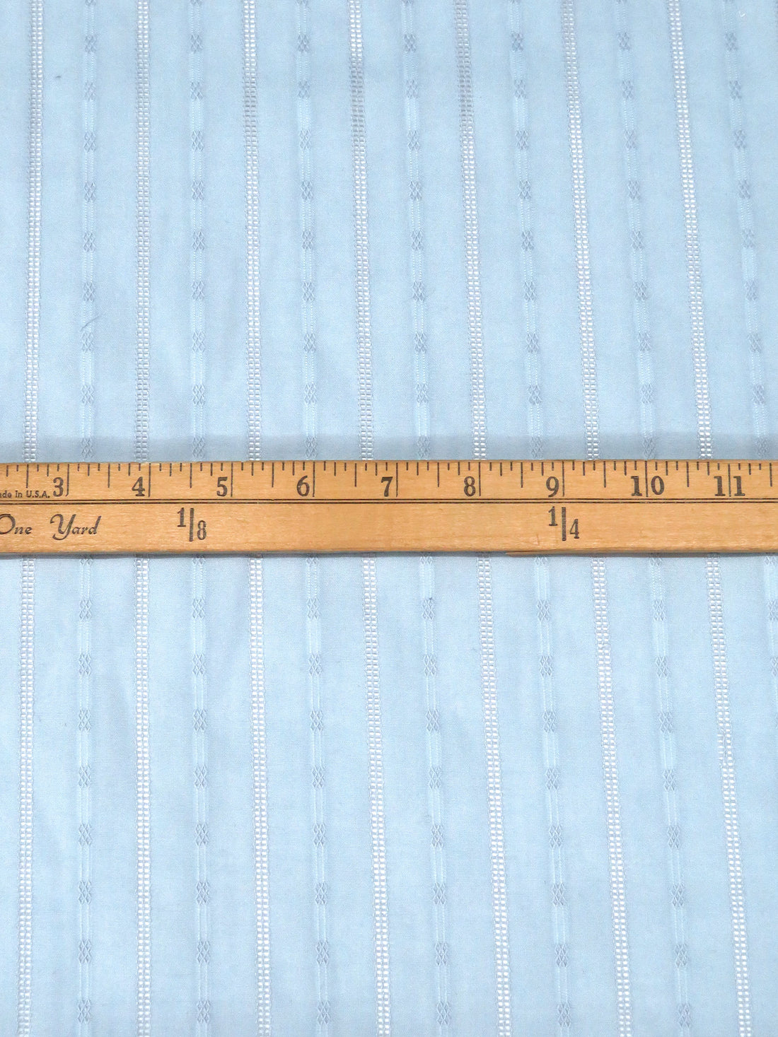 Pale Blue Sky 100% Cotton Leno Vertical Stripe Weave Voile - LA Designer - 56W