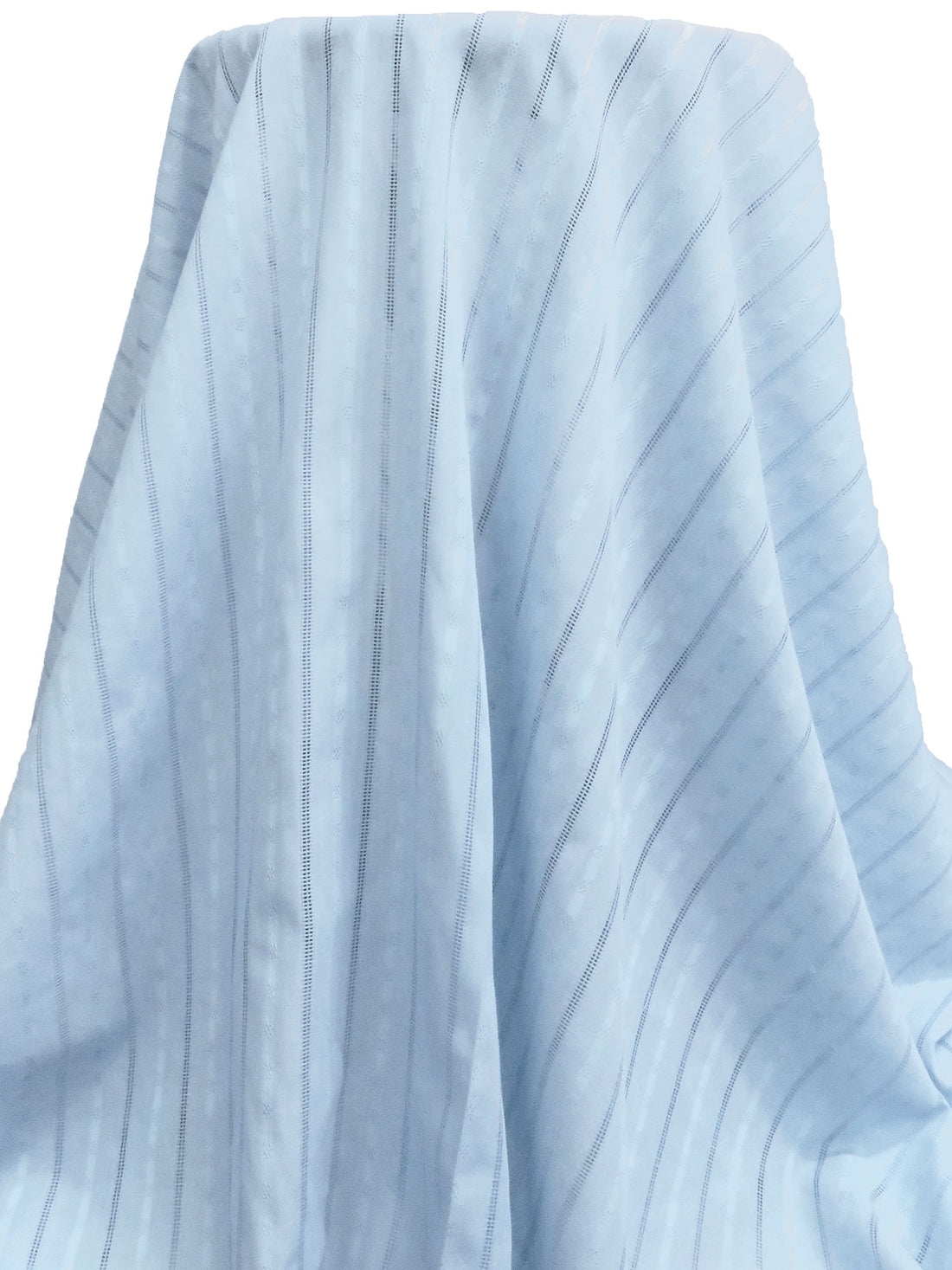 Pale Blue Sky 100% Cotton Leno Vertical Stripe Weave Voile - LA Designer - 56W