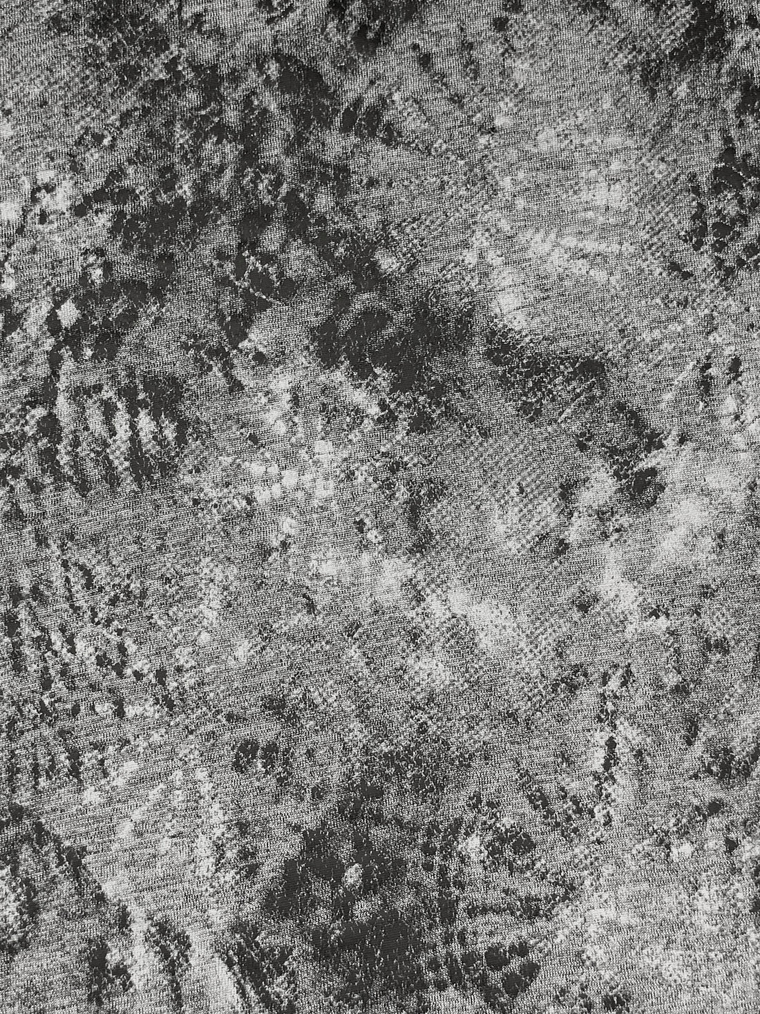 Heathered Silver Gray/Black Polyester/Lycra Distressed-Look Foil Print Space-Dyed Rib Knit 52W