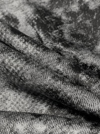 Heathered Silver Gray/Black Polyester/Lycra Distressed-Look Foil Print Space-Dyed Rib Knit 52W