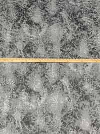 Heathered Silver Gray/Black Polyester/Lycra Distressed-Look Foil Print Space-Dyed Rib Knit 52W