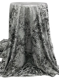 Heathered Silver Gray/Black Polyester/Lycra Distressed-Look Foil Print Space-Dyed Rib Knit 52W
