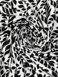 White/Black Nylon/Lycra Floral Print 4 Way Stretch Knit 56W