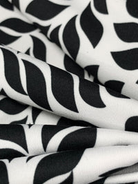 White/Black Nylon/Lycra Floral Print 4 Way Stretch Knit 56W