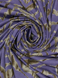 Blueberry Purple/Coffee/Multi Rayon/Lycra Abstract Chevron Print Jersey Knit 57W