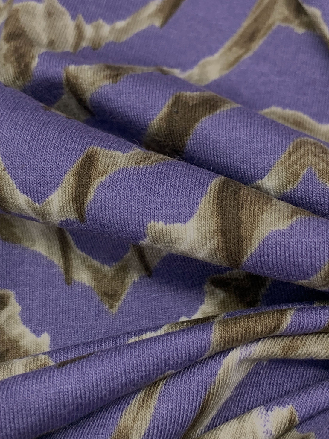 Blueberry Purple/Coffee/Multi Rayon/Lycra Abstract Chevron Print Jersey Knit 57W
