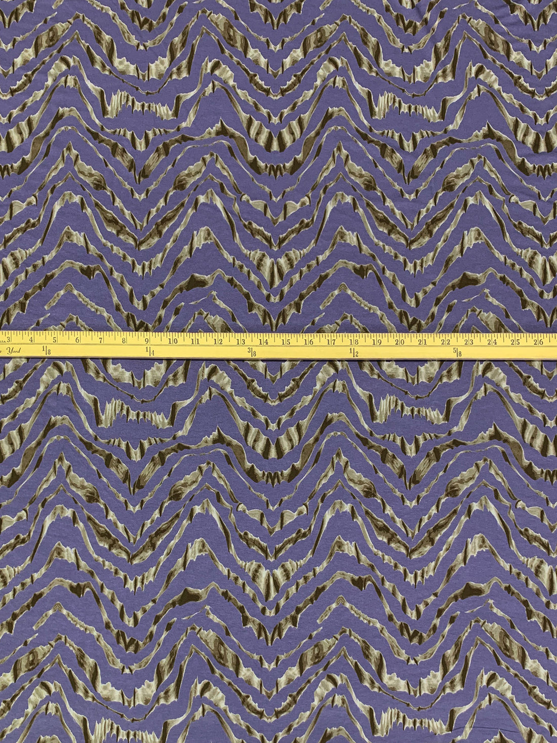 Blueberry Purple/Coffee/Multi Rayon/Lycra Abstract Chevron Print Jersey Knit 57W