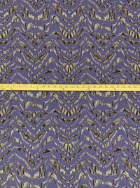 Blueberry Purple/Coffee/Multi Rayon/Lycra Abstract Chevron Print Jersey Knit 57W