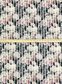 Black/Old Lavender/Eggshell/Multi 100% Linen Vertical Stripe Over Floral Digital Print Shirt Weight Woven 54W
