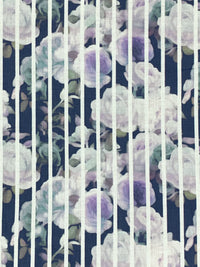 Navy Blue/Artichoke/Eggshell/Multi 100% Linen Vertical Stripe Over Floral Digital Print Shirt Weight Woven 54W