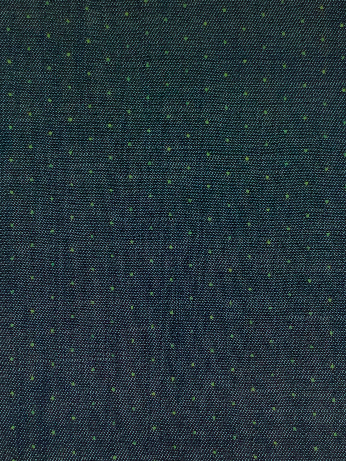 Dark Wash/Fern Green Cotton/Tencel Polka Dot Denim Chambray Shirting 64W