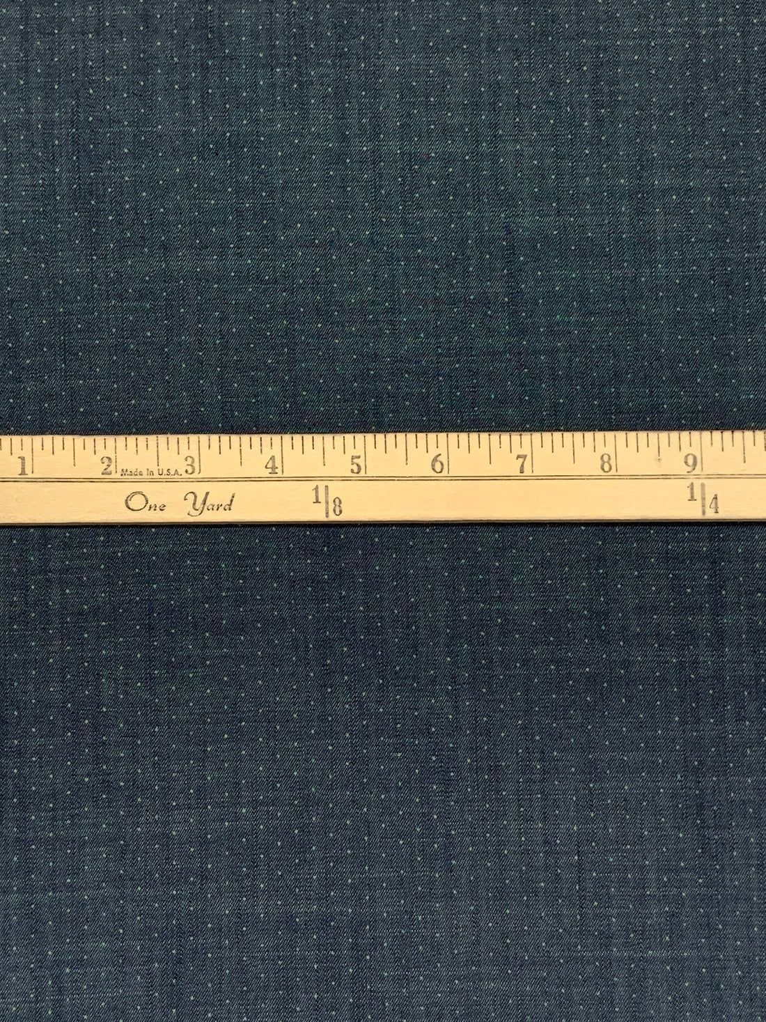 Dark Wash/Fern Green Cotton/Tencel Polka Dot Denim Chambray Shirting 64W