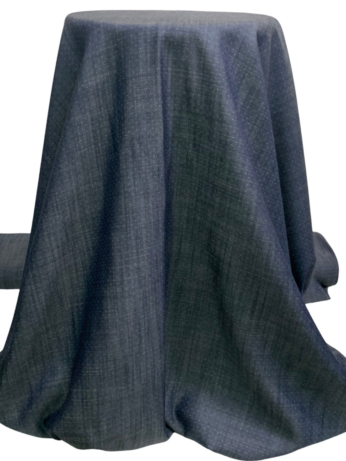 Dark Wash/Fern Green Cotton/Tencel Polka Dot Denim Chambray Shirting 64W