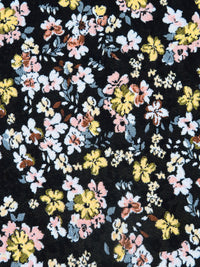 Peachy Pink/Black/Flax/Multi 100% Polyester Floral Weave Jacquard - NY Designer - 62W