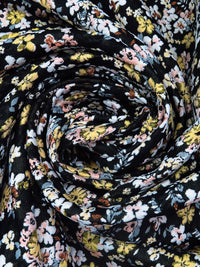 Peachy Pink/Black/Flax/Multi 100% Polyester Floral Weave Jacquard - NY Designer - 62W