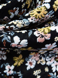 Peachy Pink/Black/Flax/Multi 100% Polyester Floral Weave Jacquard - NY Designer - 62W