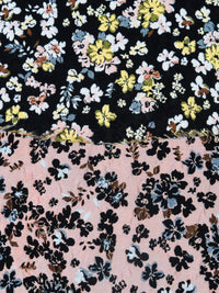 Peachy Pink/Black/Flax/Multi 100% Polyester Floral Weave Jacquard - NY Designer - 62W