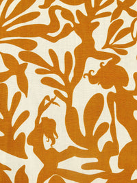 Mustard Brown/Cream Rayon/Linen Abstract Figure Print Shirt Weight Woven - NY Designer - 56W