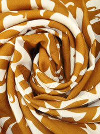 Mustard Brown/Cream Rayon/Linen Abstract Figure Print Shirt Weight Woven - NY Designer - 56W