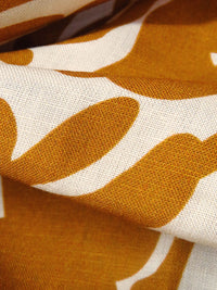 Mustard Brown/Cream Rayon/Linen Abstract Figure Print Shirt Weight Woven - NY Designer - 56W