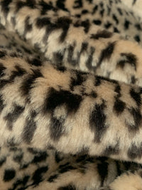 Light Tan/Black 100% Polyester Animal Print Faux Fur 61W