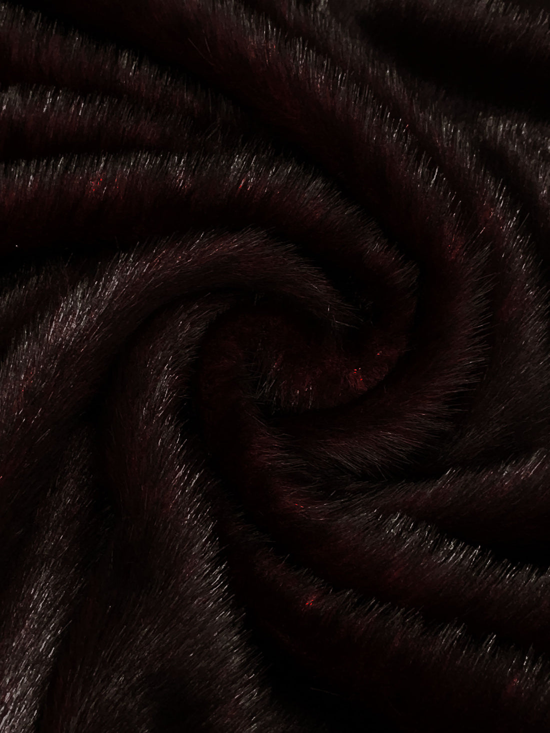 Black/Dark Red 100% Polyester Faux Fur 63W