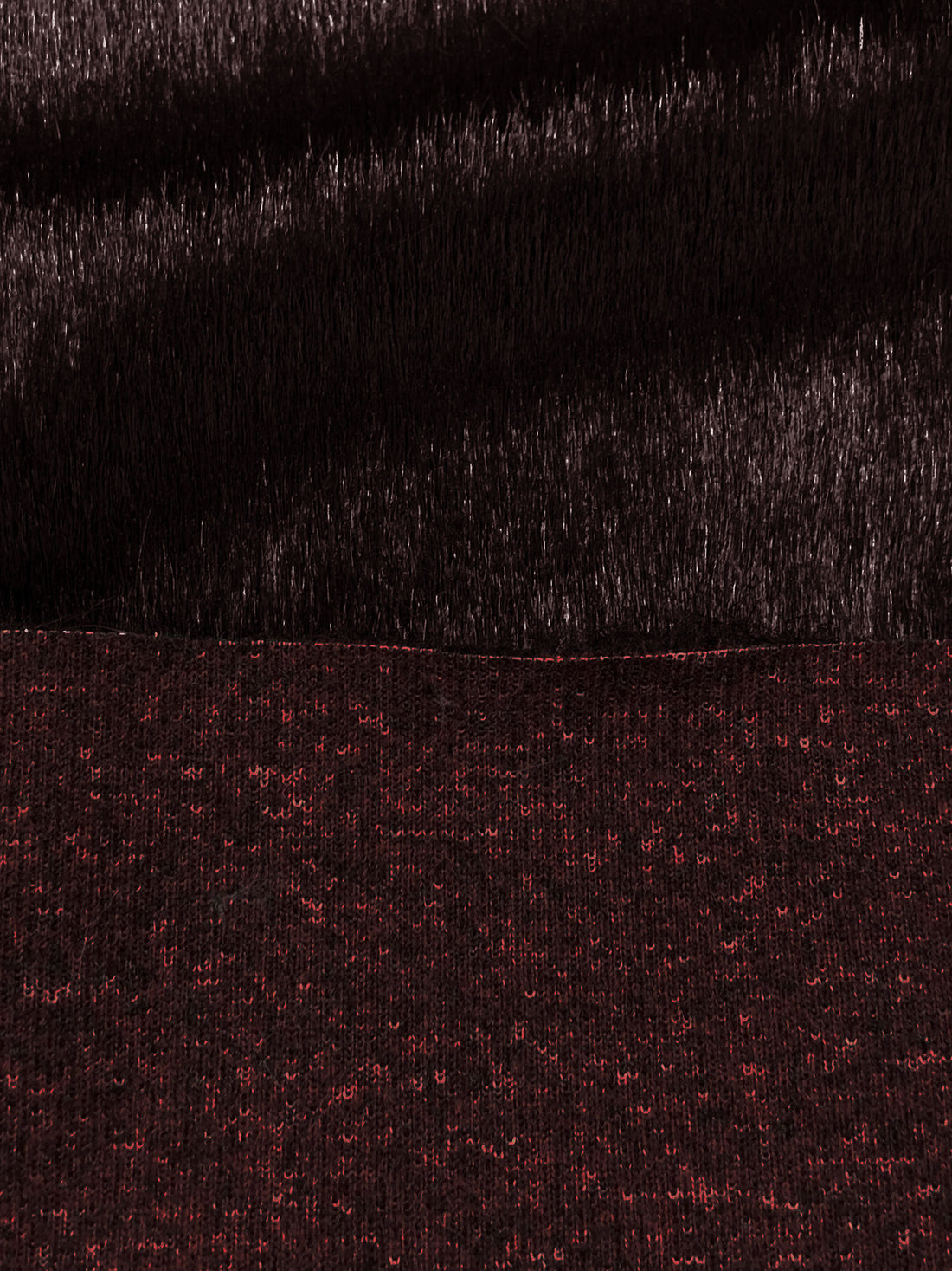 Black/Dark Red 100% Polyester Faux Fur 63W