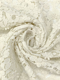 White Chocolate Cotton/Polyester Double Border Embroidered Flower Weave Lace - NY Designer - 54W