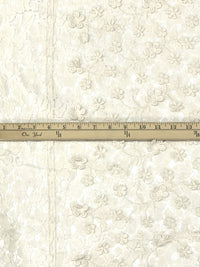 White Chocolate Cotton/Polyester Double Border Embroidered Flower Weave Lace - NY Designer - 54W