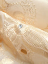Bisque Polyester/Cotton Scalloped Double Border Embroidered Floral Ornate Eyelet Design Lawn 43W