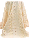 Bisque Polyester/Cotton Scalloped Double Border Embroidered Floral Ornate Eyelet Design Lawn 43W